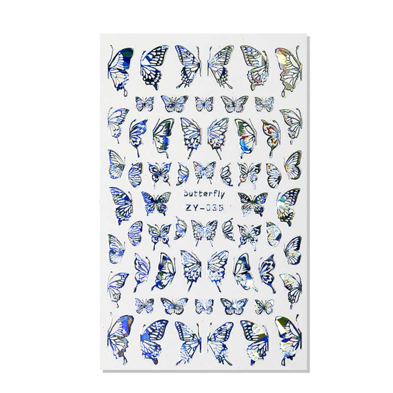 

1sheet Laser Butterfly Nail Art Sticker, Blue