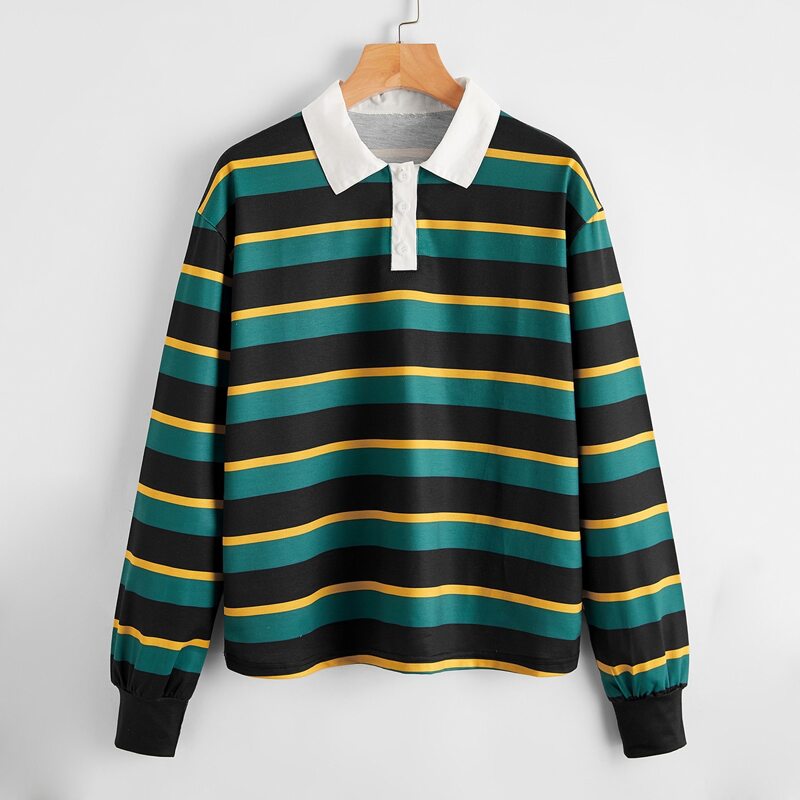 

Striped Polo Sweatshirt, Multicolor