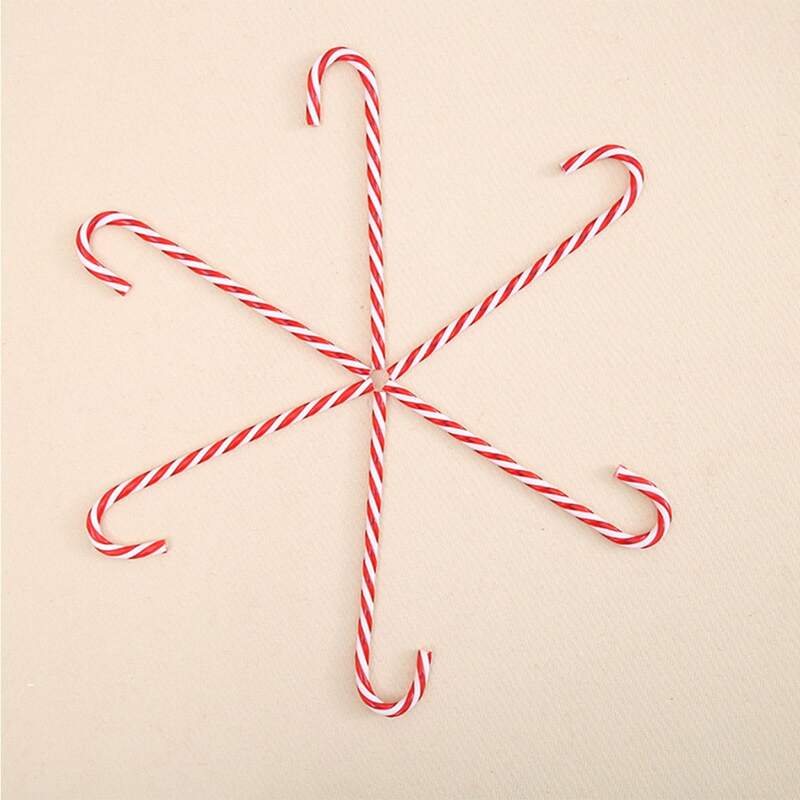 

6pcs Christmas Tree Candy Cane Shaped Pendant, Red and white