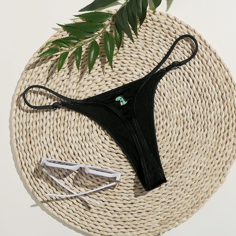 

Cartoon Dinosaur Graphic Bikini Bottom, Black