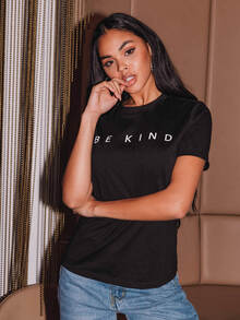 Muchica Áo thun Lá thư Cơ bản - màu đen - Xem 5