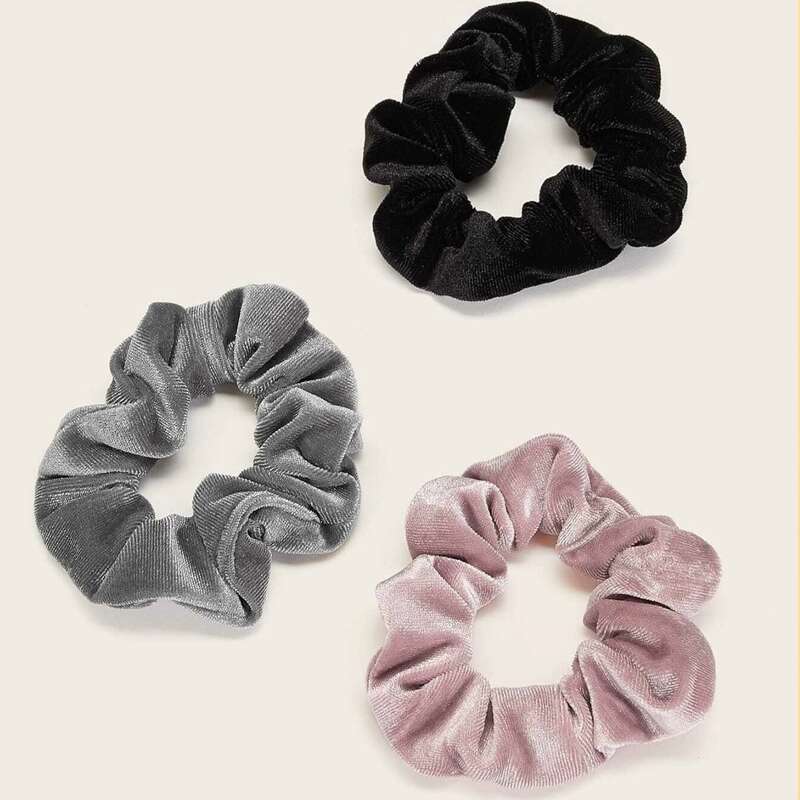 

3pcs Random Color Simple Velvet Scrunchie, Multicolor