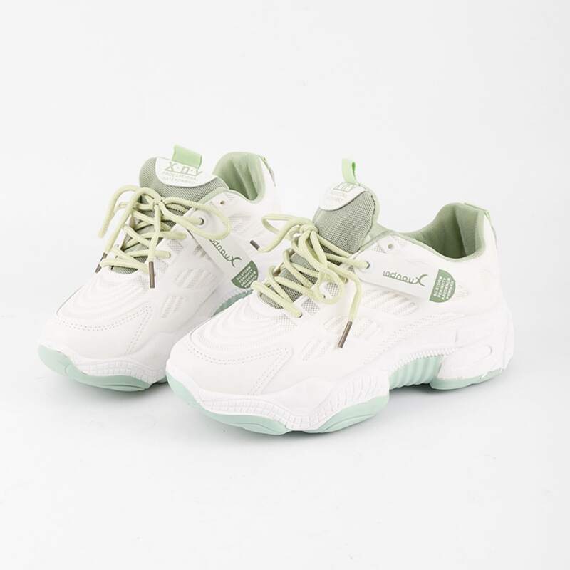 

Lace-up Front Mesh Panel Chunky Sneakers, White