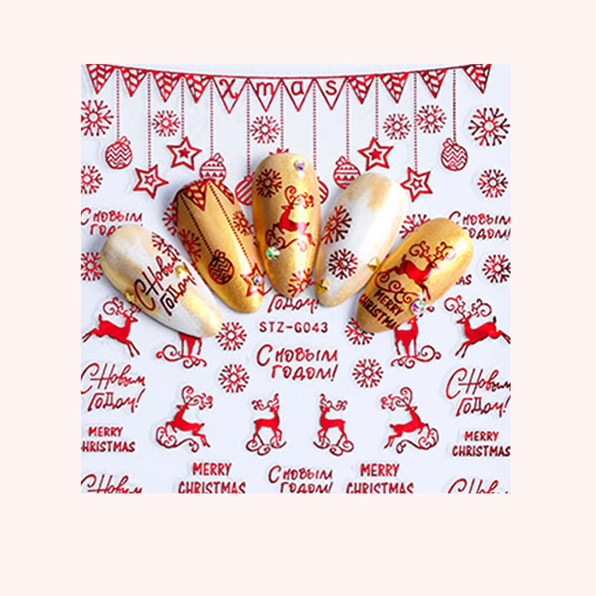 

1sheet Christmas Nail Art Sticker, Red