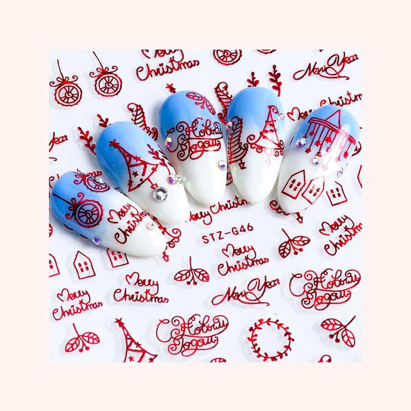 1sheet Christmas Nail Art Sticker, Red