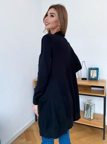 AAmilife Pocket Patched Solid Cardigan - Black - View 2