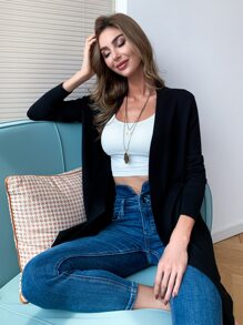AAmilife Pocket Patched Solid Cardigan - Black - View 5