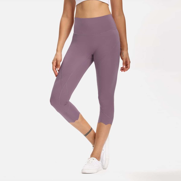 

Wide Waist Capri Sports Leggings, Mauve purple