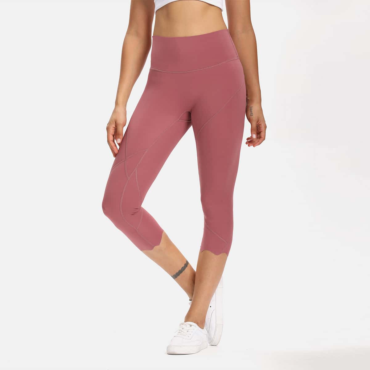 

Wide Waist Capri Sports Leggings, Dusty pink
