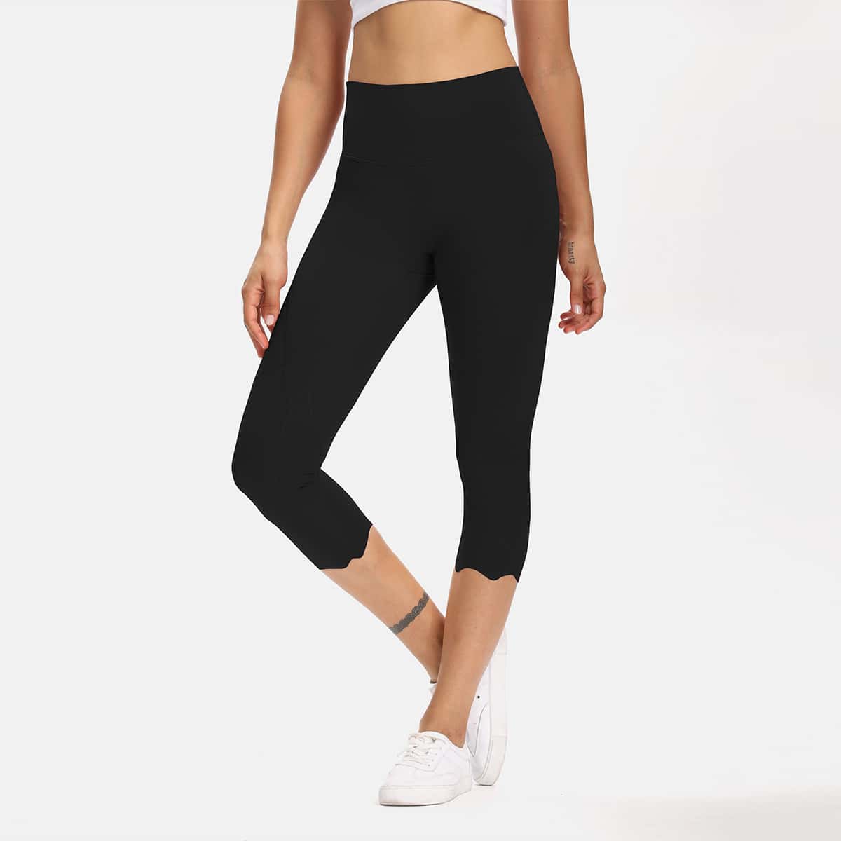 

Wide Waist Capri Sports Leggings, Black