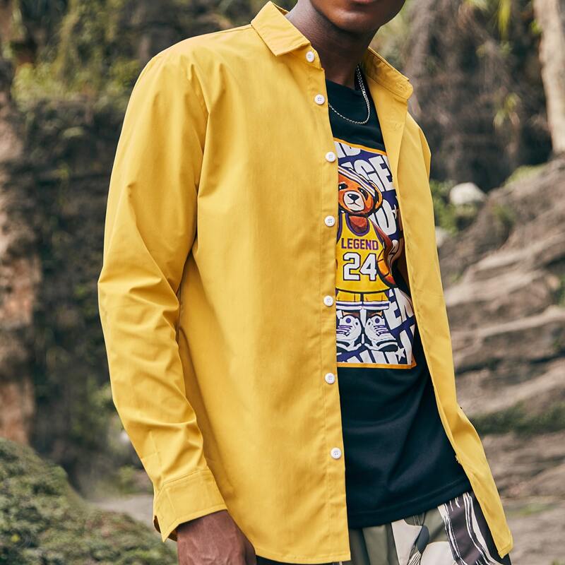 

Guys Patched Solid Shirt, Yellow