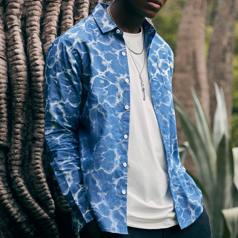

Guys All Over Print Shirt, Blue