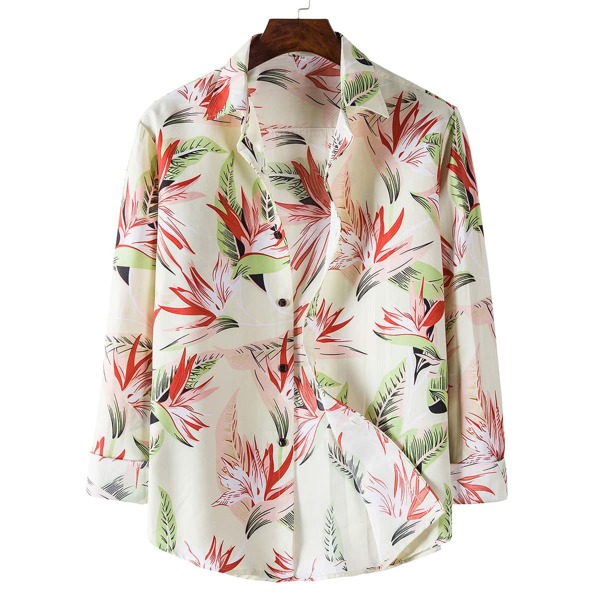 

Men Floral Print Button Up Shirt, Multicolor