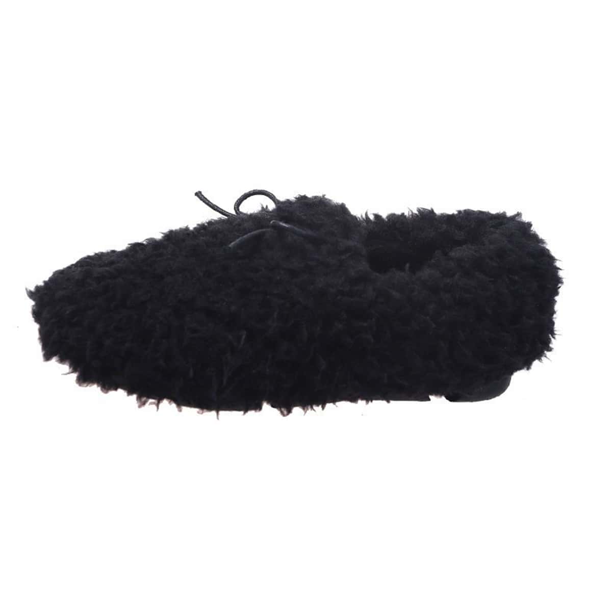 

Bow Decor Fluffy Flat, Black