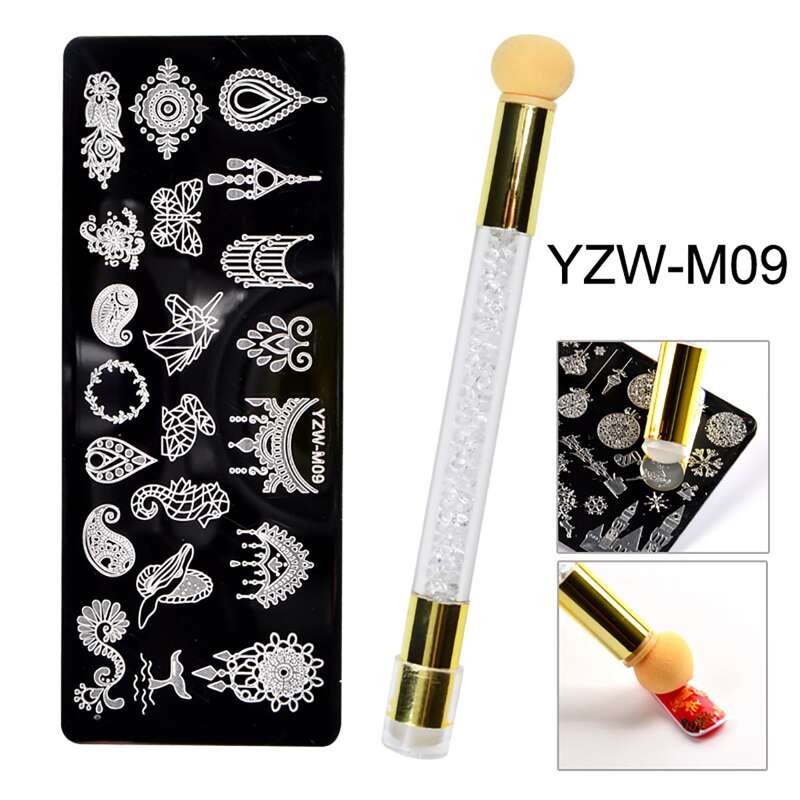 

Nail Art Transfer Stamping Blooming Pen With Steel Plate, Multicolor