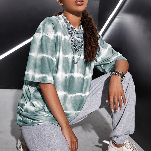 

Drop Shoulder Tie Dye Oversized Tee, Multicolor