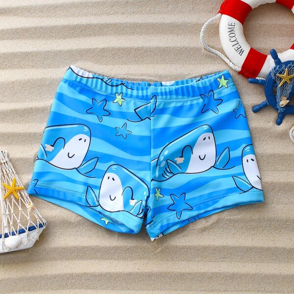 

Toddler Boys Cartoon Whale Print Swim Shorts, Multicolor