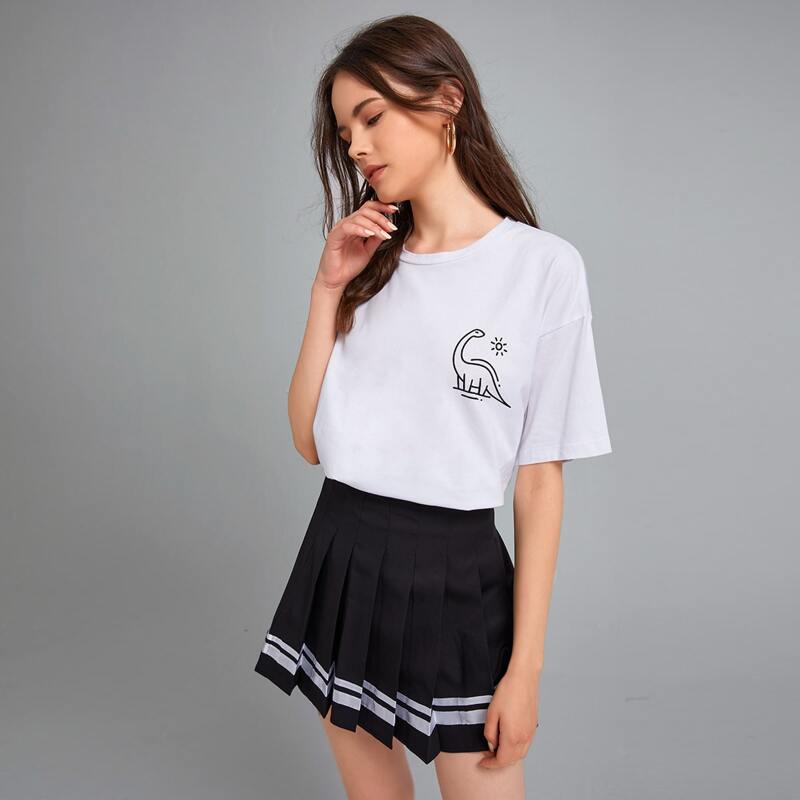 

Sun & Dinosaur Graphic Tee, White
