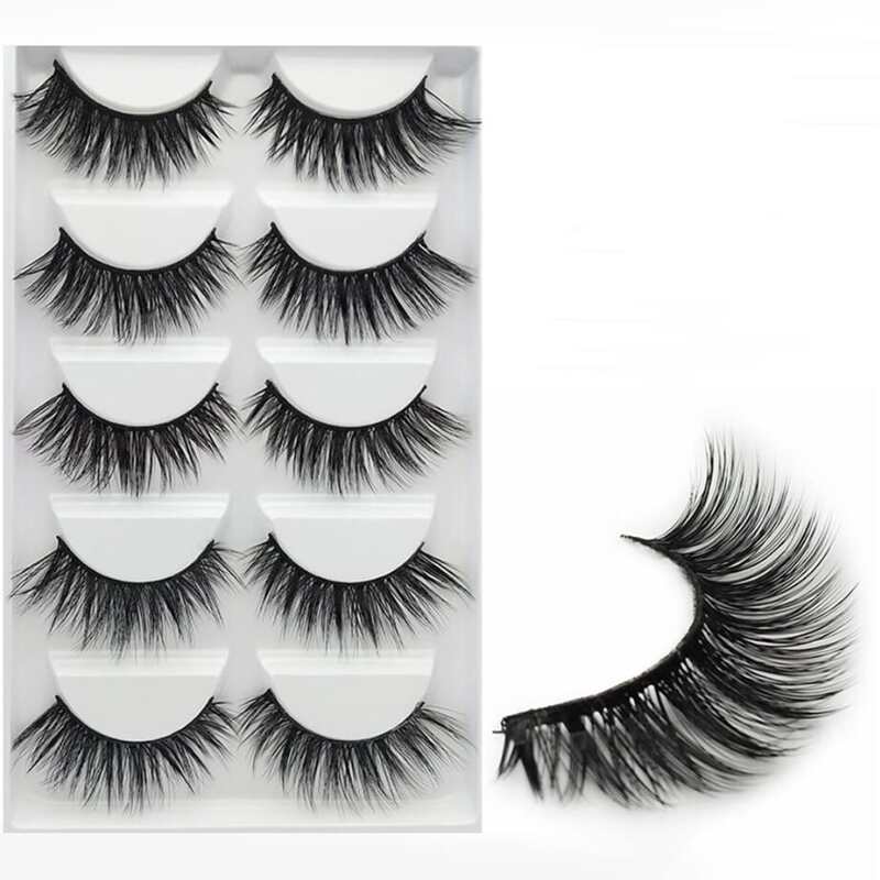 

5pairs Natural Thick Fake Eyelashes, Black