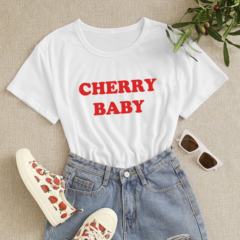 

Letter Print Tee, White