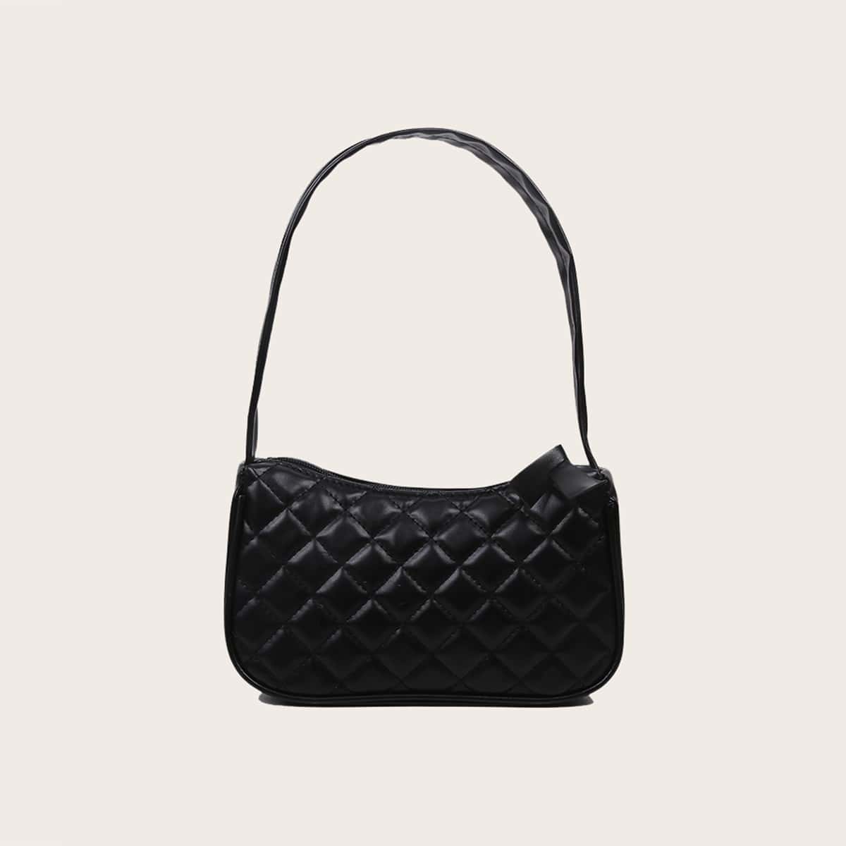

Quilted Baguette Bag, Black