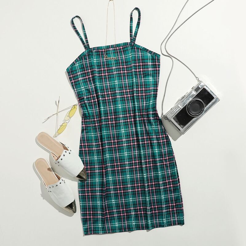 

Plaid Cami Dress, Multicolor
