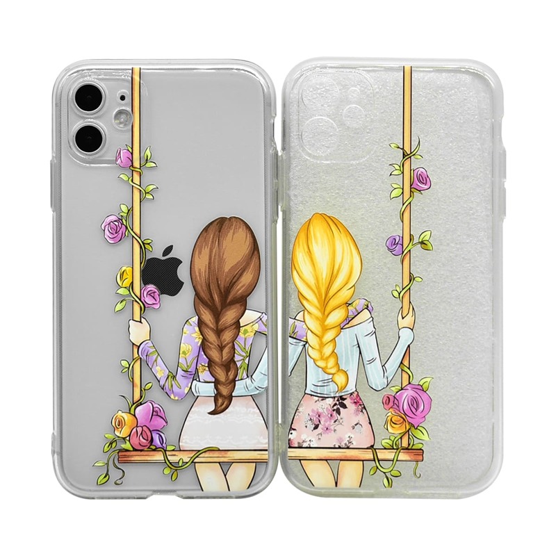 

2pcs Figure Graphic Clear iPhone Case, Multicolor
