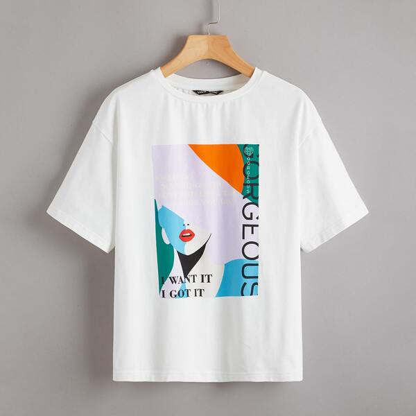 

Slogan & Figure Graphic Tee, White