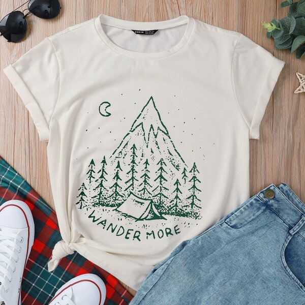 

Tree & Letter Graphic Short Sleeve Tee, White