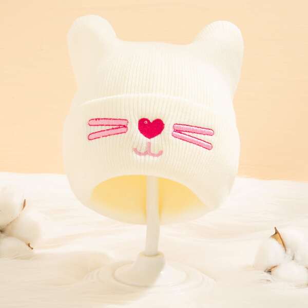 

Toddler Kids Pom Pom Decor Knit Beanie, White
