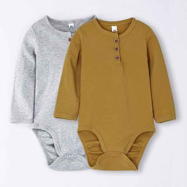 

Baby Unisex 2pcs Half Button Solid Bodysuit, Multicolor