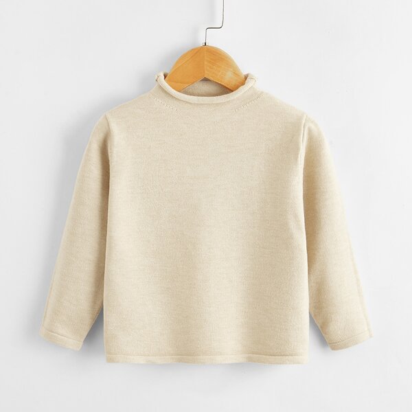 

Toddler Girls Mock Neck Solid Sweater, Beige