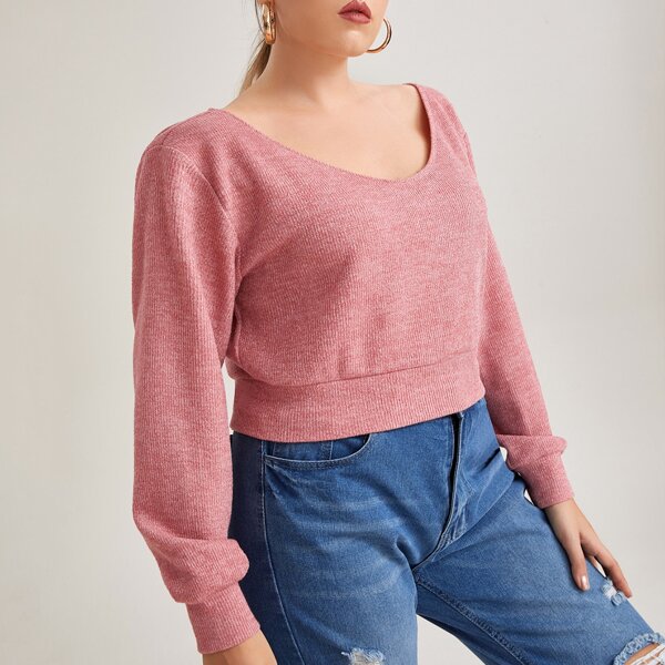 

Plus Scoop Neck Pullover, Dusty pink