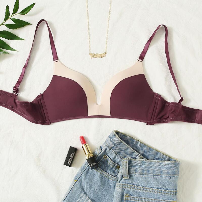

Color Block Wireless Bra, Multicolor