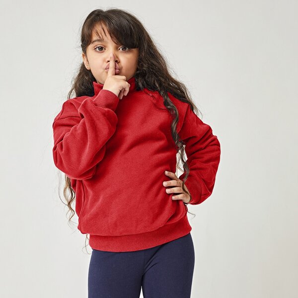 

Girls Funnel Neck Pullover, Red