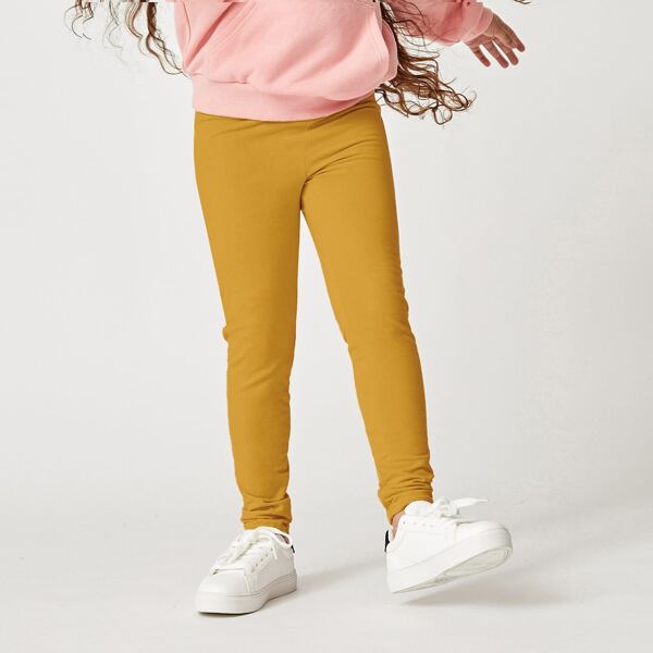 

Girls Solid Leggings, Mustard yellow