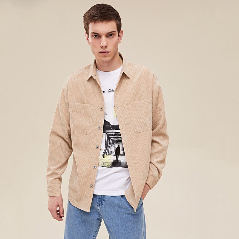 

Guys Pocket Front Cord Shirt, Apricot