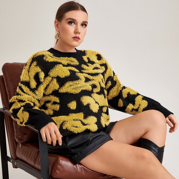 

Plus Drop Shoulder Colorblock Sweater, Multicolor