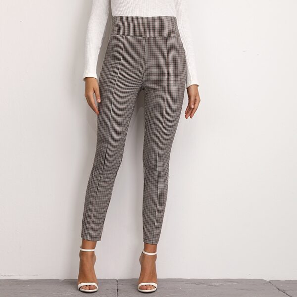 

Wide Waistband Slant Pocket Plaid Pants, Multicolor