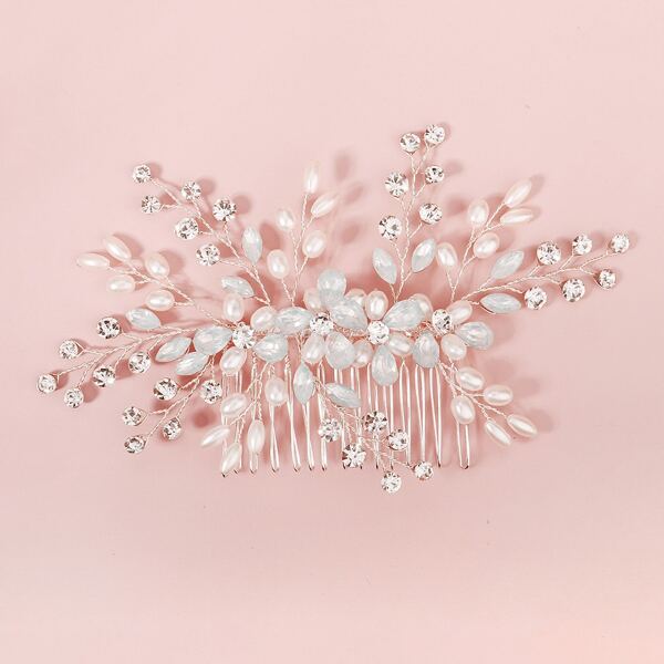 

Faux Pearl & Rhinestone Decor Hair Pin, Silver