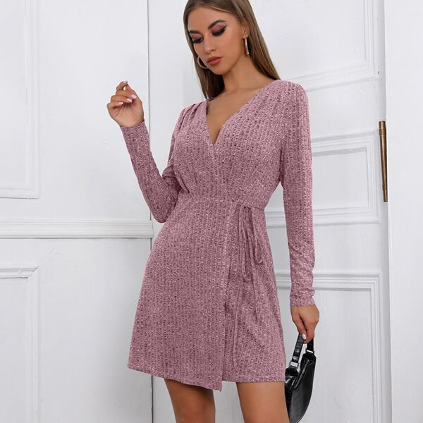 

Tie Side Wrap Dress, Dusty pink