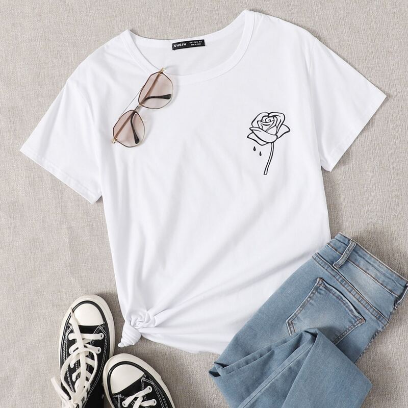 

Floral Print Tee, White