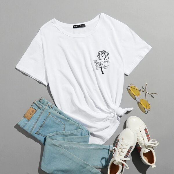 

Floral Print Tee, White