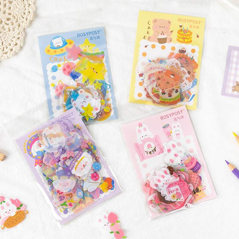 

40pcs Random Cartoon Animal Sticker, Multicolor