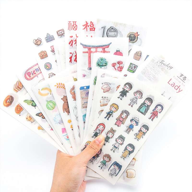 

6sheets Random Cartoon Hand Account Sticker, Multicolor