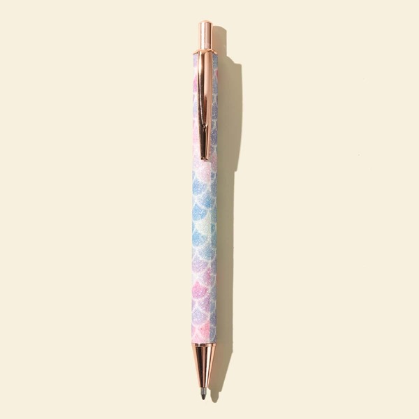 

1pc Fish Scale Pattern Ballpoint Pen, Black