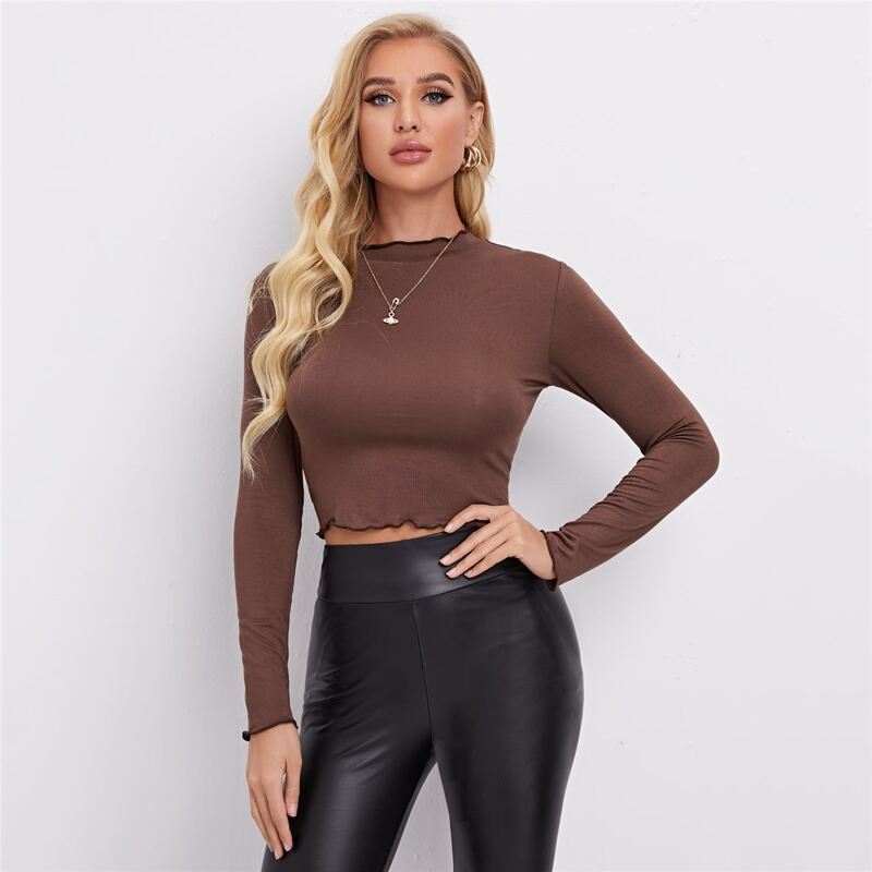 

Lettuce Trim Solid Tee, Coffee brown