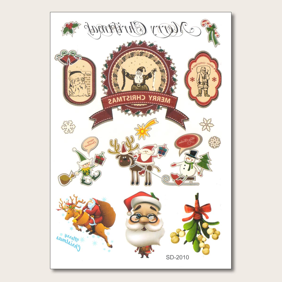 

1sheet Christmas Pattern Tattoo Sticker, Multicolor