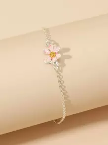 花朵鏈條手鐲 - 粉色 - 查看 1