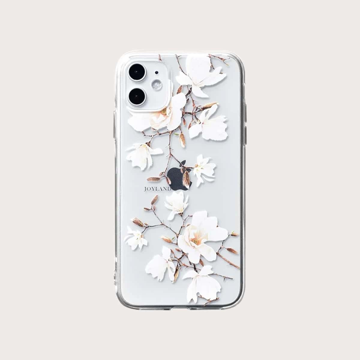 Floral Clear iPhone Case, White
